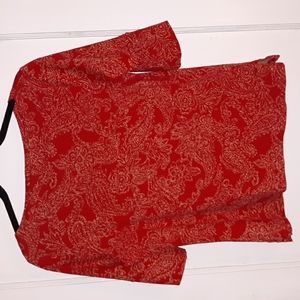 Lauren Ralph Lauren pullover red with tan paisley preppy stylish soft classy